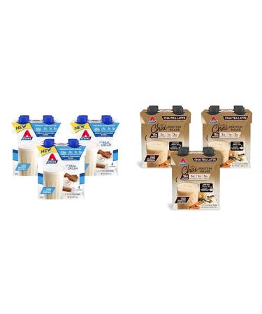 Atkins Creamy Cinnamon Swirl Protein Shake 15g Protein 12 Count and Atkins Chai Tea Latte Protein Shake 15g Protein Bundle