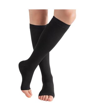 Graded support support stockings compression socks antiprombo high calf compression socks medical compression stockings for varicose veins class 2 black XXL