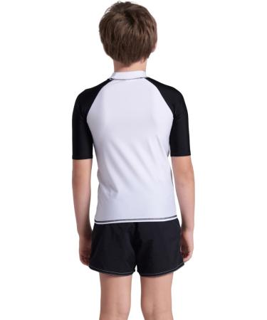 ARENA Boys Unisex Jr Rash Vest S/S Graphic Shirt - White & Black (164) | Best for Kids Swimwear - Fast International Shipping - Buy Online on GoSupps.com