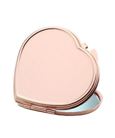 TOSSPER Compact Mirror Round Makeup Mirror Folding Rose Gold Pocket Mirror For Travel Camping Wallet (Heart-shaped) Style 2