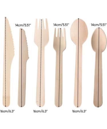 (Pack Of 100) Disposable Wooden Cutlery Set Wedding Birthday Party Tableware Environmentally Friendly Outdoor Supplies Durable Wooden Dinnerware - Buy Online on GoSupps.com