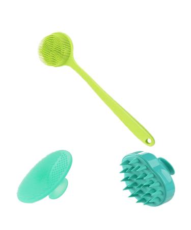 BELLIFFY 1 Set Washing and Care Three Piece Set Scalp Care Brush Exfoliating Back Scrubber Bathroom Cleansing Shampoo Facial Scrubber Hair Massager Body Massager Bathroom Supplies Scalp