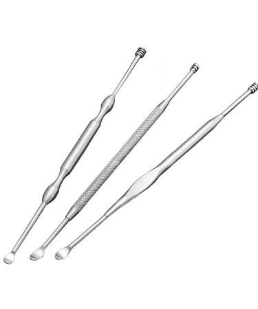 Ruluti 3 Pieces Ear Wax Picker Stainless Steel Ear Picks Wax Removal Curette Remover Cleaner Ear Care Tool Ear