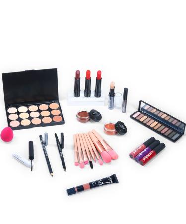 24-Piece All-in-One Makeup Set for Women & Teenagers | Eyeshadow Lip Gloss Brushes & More - International Shipping - Buy Online on GoSupps.com