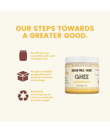 Premium Grass-Fed Indian Milk & Honey Ghee Butter 7.2 oz | Handmade, Lactose & Gluten-Free | 44 Servings | Recyclable PET Jar - Buy Online on GoSupps.com