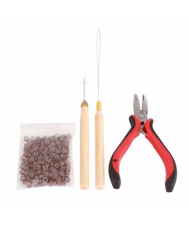 4-Piece Hair Extension Tool Set | Non-Slip Silicone Iron Alloy | Curved Tip Pliers (Brown) - Perfect for Easy Hair Extensions - Buy Online on GoSupps.com