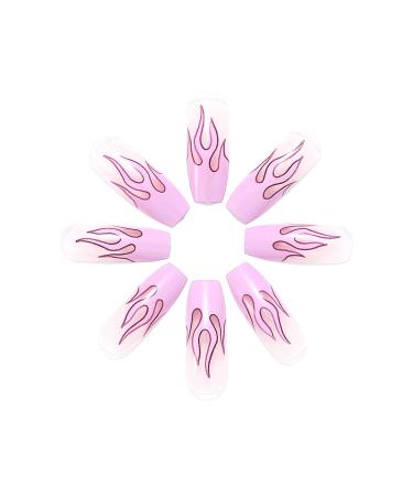 Vatocu Coffin Flame Glitter False Nails - Purple Ballerina Full Cover Acrylic Press-On Nails (24 Pieces) for Women & Girls - Buy Online on GoSupps.com