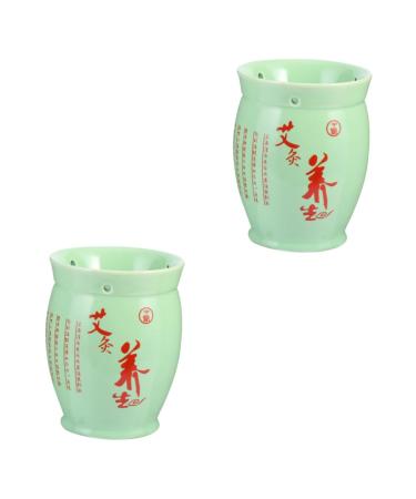 JECOMPRIS 2 STK Moxibustion scratch cup Moxibusion box Moxa-stick holder Cerace Moxa burner cup MOXIBUSTION-TOON MOXA-stick cover Massage Ceramic Products 9.5x7.3cmx2Pcs Gr nx2Stk