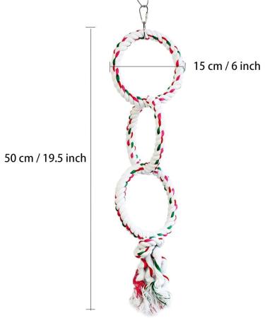 LeerKing Bird Rope Perches - Chewing Toy & Swing for Parakeet, Cockatiel, African Greys - 3 Loop Hanging Perches - Buy Online on GoSupps.com