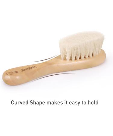 Haakaa Wooden Baby Hair Brush - Natural Soft Goat Bristles, Ideal for Cradle Cap - Perfect Baby Registry Gift - 1PC - Buy Online on GoSupps.com