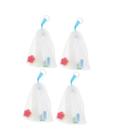 Baluue 4 Pcs Foaming Net Soap Mesh Pouches Portable Soap Exfoliating Soap Bag Soap Pouch White Pe