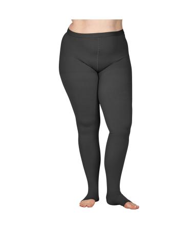 ABSOLUTE SUPPORT Plus Size Compression Pantyhose for Women 20-30mmHg - Opaque Compression Tights with Open Toe for Deep Vein Thrombosis Varicose Eczema Reticular Veins Circulation - Black 2X-Large XX-Large Black