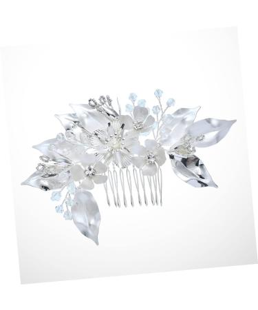 DOITOOL Straight Teeth Comb Simple Side Comb Bridal Veil Comb for Bridal Leaf Comb Metal Comb Silver Barrettes Wedding Veils Rhinestone Headpiece The Flowers Bride - Buy Online on GoSupps.com