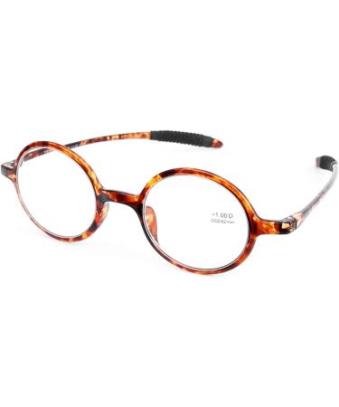 DOOViC Round Reading Glasses - Flexible Lightweight Tortoise Design for Men & Women (+1.75 Strength - Buy Online on GoSupps.com