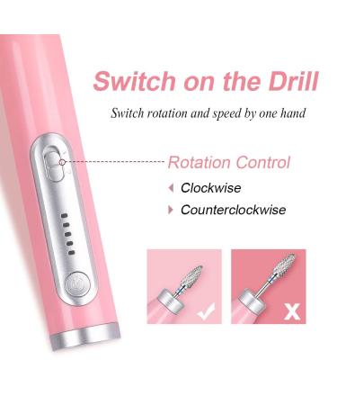 IKOCO Cordless Electric Nail Drill Set - Compact Manicure Drill for Gel Nails in Pink - Buy Online on GoSupps.com
