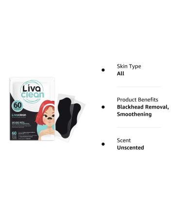 60 Strips Livaclean Charcoal Blackhead Remover Pore Strips - Blackheads Removal for Face and Nose - Blackhead Remover Strips 60 CT - Buy Online on GoSupps.com
