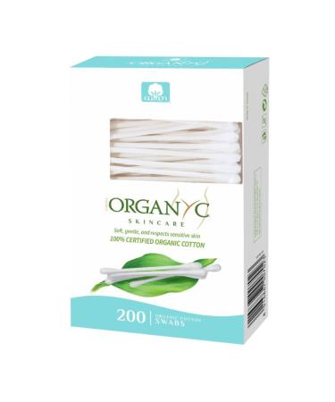Organyc 100% Certified Organic Cotton Swabs - No Man-Made Materials, 200 Count, White 200 Count (Pack of 1)