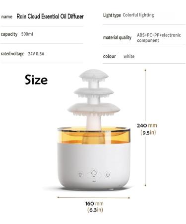 Rain Cloud 500ML Humidifier with Remote LED Lights & Aromatherapy - Ideal for Sleep & Relaxation - Buy Online on GoSupps.com