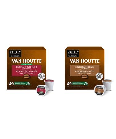 Van Houtte Original House Decaf K-Cup Coffee Pods 24 Count For Keurig Coffee Makers & Colombian Medium K-Cup Coffee Pods 24 Count For Keurig Coffee Makers