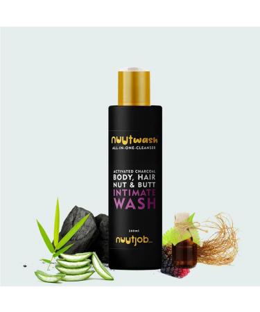 Nuutwash All in One Cleanser for Men 200 ml | Intimate Nut-Butt-Body & Hair Wash | Activated Charcoal | Plant Extracts | Natural Ingredients | Essential Oils | For Men-Boys - Buy Online on GoSupps.com