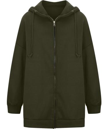 Women's Plus Size Zipper Hoodie Sweatshirt with Pockets - Army Green 5X-Large - Buy Online on GoSupps.com