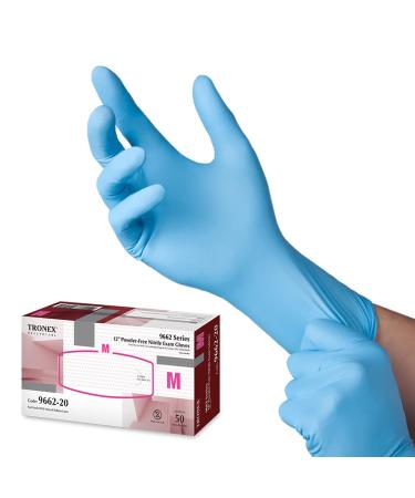 TRONEX Chemo-Rated Fully Textured Nitrile Exam Gloves 12 Long Extra-Thick (8 mil) Powder Free Non-Sterile Blue (Large Box of 50)