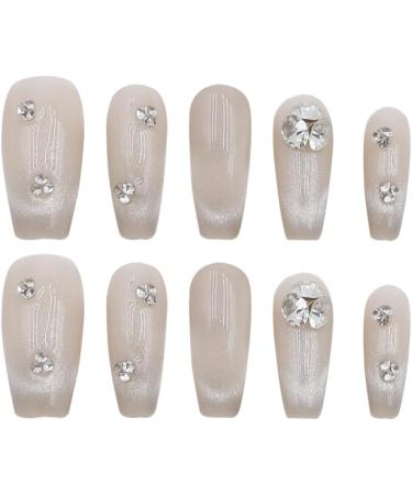 ieron Cat Eyes Cured Nail Wraps Self-Adhesive Gel Nail False Nails with Diamond Removable Glue on Nails for Girls Glitter Nail Tips (XS) - Buy Online on GoSupps.com
