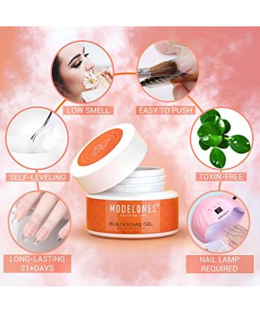 Modelones Builder Nail Gel - Clear 2oz Hard Gel for Nail Extension - Acrylic Kit with Nail Forms and Brush - Professional DIY Manicure Set - Buy Online on GoSupps.com