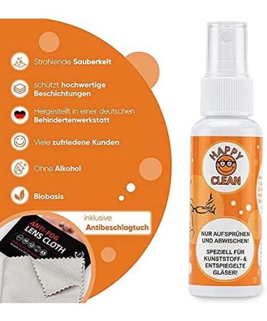 Happy Clean Special Package | Glasses Cleaner + Microfiber Cloth | Anti-Fogging & Strip-Free | Ideal for Plastic & Anti-Reflective Lenses | 100% Biobased Silicone & Alcohol-Free - Buy Online on GoSupps.com