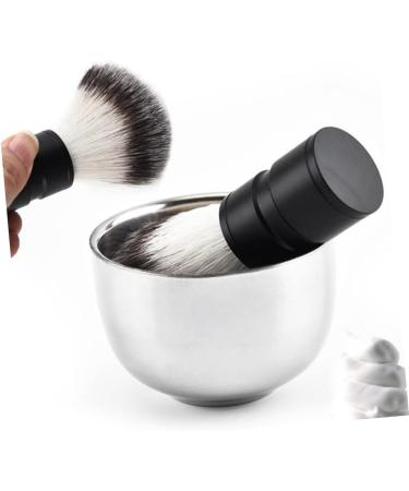 Frcolor Beard Brush & Stainless Steel Shaving Set - Metal Mixing Bowl Razor Cup & Facial Cleaning Tool for Gentlemen - Buy Online on GoSupps.com