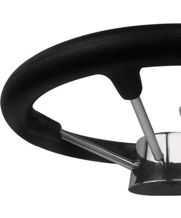 Pebbly Beach 13.5 Black Foam Grip Stainless Steel Marine Steering Wheel | 5 Spokes & Knob - Buy Online on GoSupps.com