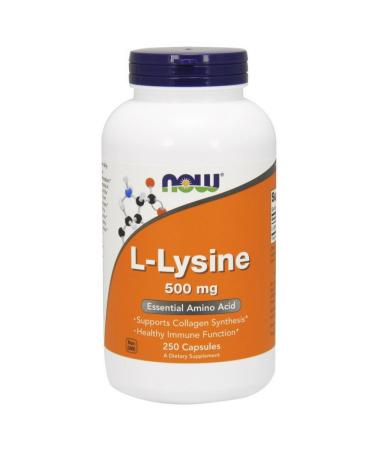 NOW L-lysine 500 mg, 250 Capsules 250 Count (Pack of 1)