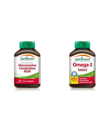 Glucosamine Chondroitin MSM 1 300 mg Ultra-Strength Caplets - Gluten-Free & Omega-3 Select 1 000 mg SUPPLEMENT + SUPPLEMENT