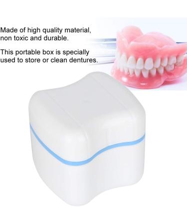 Sky Blue Dental Prostheses Container Cup Box | False Teeth Storage with Filter Screen - Ideal for Travel School & Home Use - Buy Online on GoSupps.com