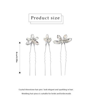 Jakawin Rhinestone Bride Wedding Hair Pins - Pack of 3 Silver Crystal Hair Accessories for Women and Girls | HP178 - Buy Online on GoSupps.com