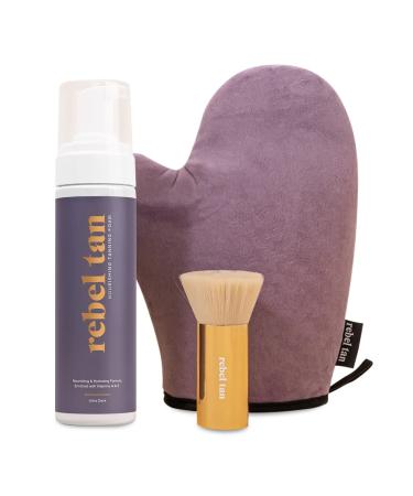 Rebel Tan | Get Your Tan on Bundle | Self Tanner foam enriched with Vitamins A & E  Kakadu Plum Scent  Streak-free Tan  Natural & Organic | Kit Includes 1 x Nourishing Tanning Foam (Choose your shade)  1 x Deluxe Velvet ...