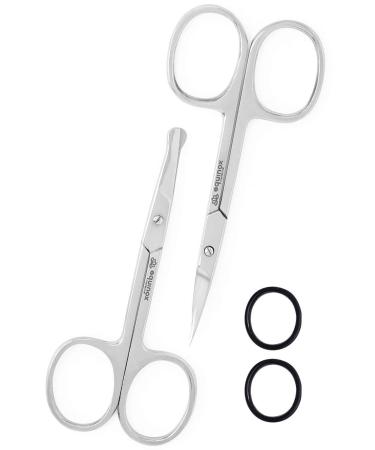 Equinox Mustache Scissors for a Beautiful Facial Hair Look - Use for trimming, cutting or grooming Brows, Eyelashes, Ear Hair, Mustache, Eyebrows, Nose Hair and More - Curved and Rounded Safety Design
