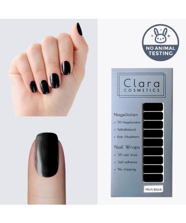 Original Clara Cosmetics Nail Polish & Self-Adhesive Nail Foils - Test Winner 2022 25 Foils Up to 4 Applications Trendy Pitch Black - Buy Online on GoSupps.com