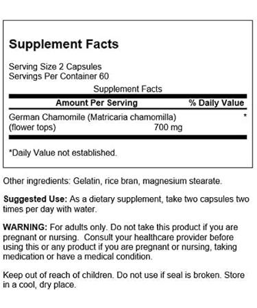 Swanson Chamomile Stress Support Capsules - Promotes Relaxation and Sleep - German Chamomile Flower Supplement for Easy Body and Mind - Buy Online on GoSupps.com