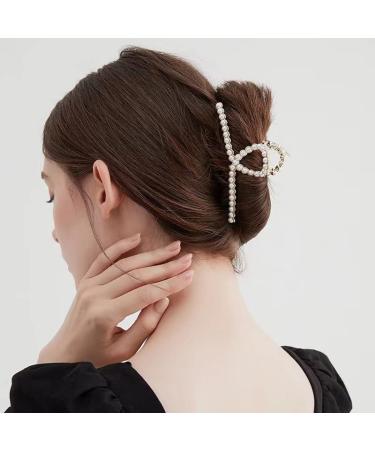 Large Gold Hair Claw Clips for Thick Hair - White Pearl Hair Accessories for Women - Buy Online on GoSupps.com