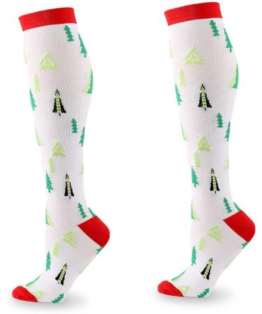 Ixkbiced Christmas Compression Stockings - Cartoon Santa Claus & Elk Print Nursing Knee High Socks - Buy Online on GoSupps.com