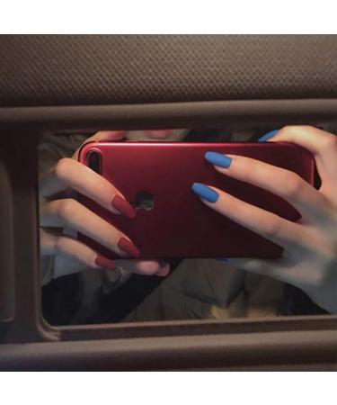 24 Pcs Bohend Fashion Coffin False Nails - Matte Ballerina Press-On Nails for Women & Girls in Red & Blue - Buy Online on GoSupps.com