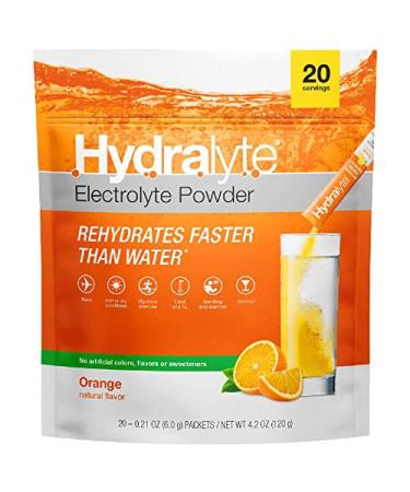 Hydralyte Effervescent Electrolytes Powder Sachets - 20 Orange Flovoured Sticks - Rapid Rehydration - Prevent Dehydration - Achieve Optimal Hydration