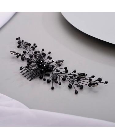 Chargances Bridal Black Crystal Hair Comb Gothic Black Wedding Hair Vine Side Comb Rhinestone Hair Accessory Wedding Headpiece Prom Party Festival for Women and Girls (1) - Buy Online on GoSupps.com
