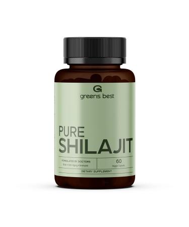 GREEN'S BEST Pure Himalayan Shilajit Capsules Organic Fulvic Acid Supplement for Energy & Immune Support Boosts Stamina & Brain Health Vegan No Additives