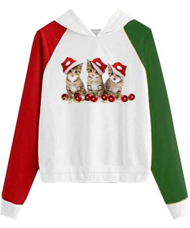Bigfanshu Womens Dresses Christmas Print Hooded Long Sleeves Sweatshirt Pullover Tops Shirt - Buy Online on GoSupps.com