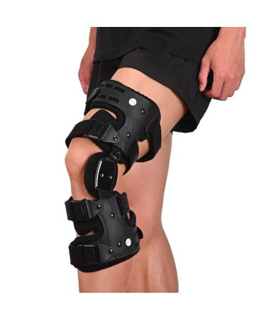 Komzer OA Unloader Knee Brace, Osteoarthritis Adjustable ROM Stabilizing Protection and Recovery from Load Reduction Arthritis Cartilage Repair Joint Pain Medial or Lateral Degeneration (Black, Left) Black Left