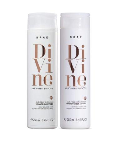 Anti Frizz Smoothing Shampoo and Conditioner Divine Absolutely Smooth Set 8.45 fl. oz - Frizz Control, Deep Conditioning - Enriched with Coconut Oil, Mango Fruit and Passiflora Alata Extracts (Divine Anti Frizz Set)