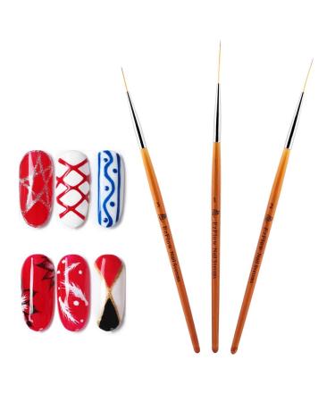 Nail Liner Brush 3 Pieces Nail Art Drawing Line Brush Nail Art Pen Fine Making on Lines Fine Details Flowers Patterns