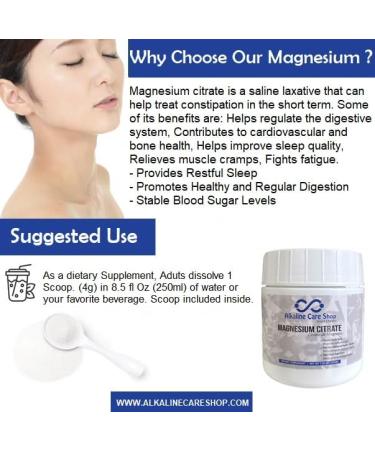 Alkaline Care | Magnesium Citrate Powder Supplement High Absorption Potent Magnesium Supplement - Unflavored |Support Sleep Muscle Bone Health Energy Heart & Digestion | Net WT 7.05 OZ (200gr) - Buy Online on GoSupps.com